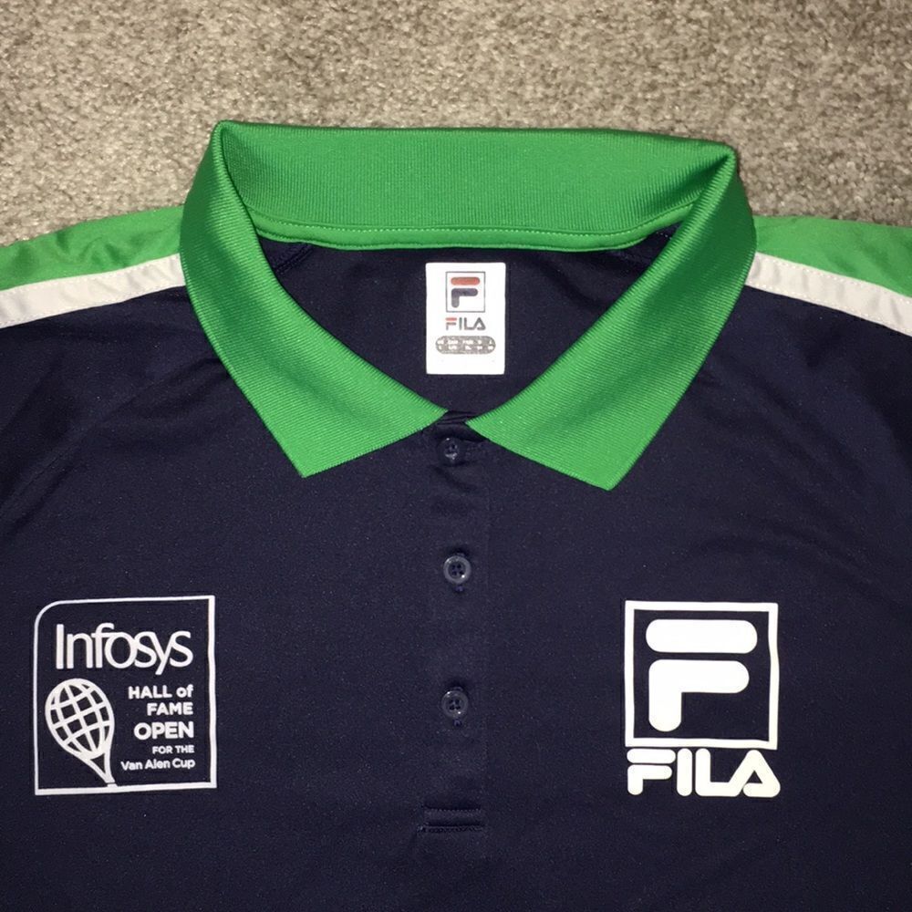 Infosys Hall of Fame Open Van Alen Cup Tennis Tournament Blue Golf Polo shirt L